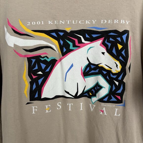 2001 Kentucky Derby Festival Women L Art Horse Rainbow Pegasus XL VNTG Y2K Race - Picture 2 of 4